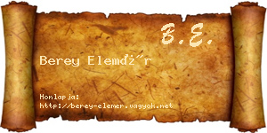 Berey Elemér névjegykártya